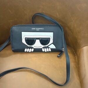 Karl Lagerfeld Black and White Crossbody Bag
